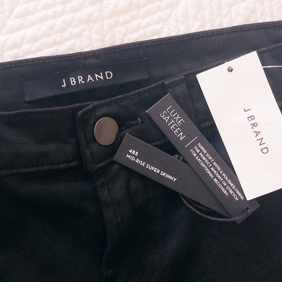 NWT J Brand 485 Mid Rise Skinny Black Sateen Jeans - Picture 6 of 6